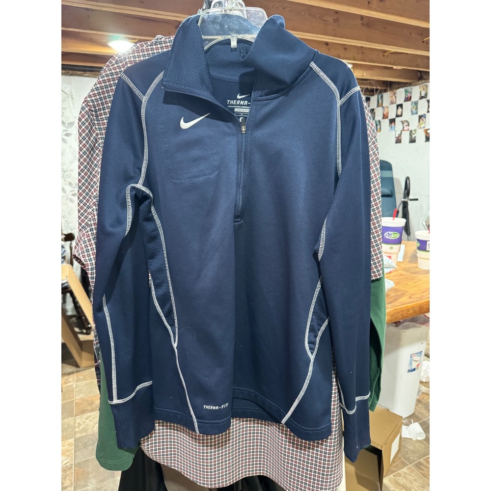 Nike Therma-FIT Quarter Zip Pullover‎ Mens Small Navy Blue Athletic Training Top
